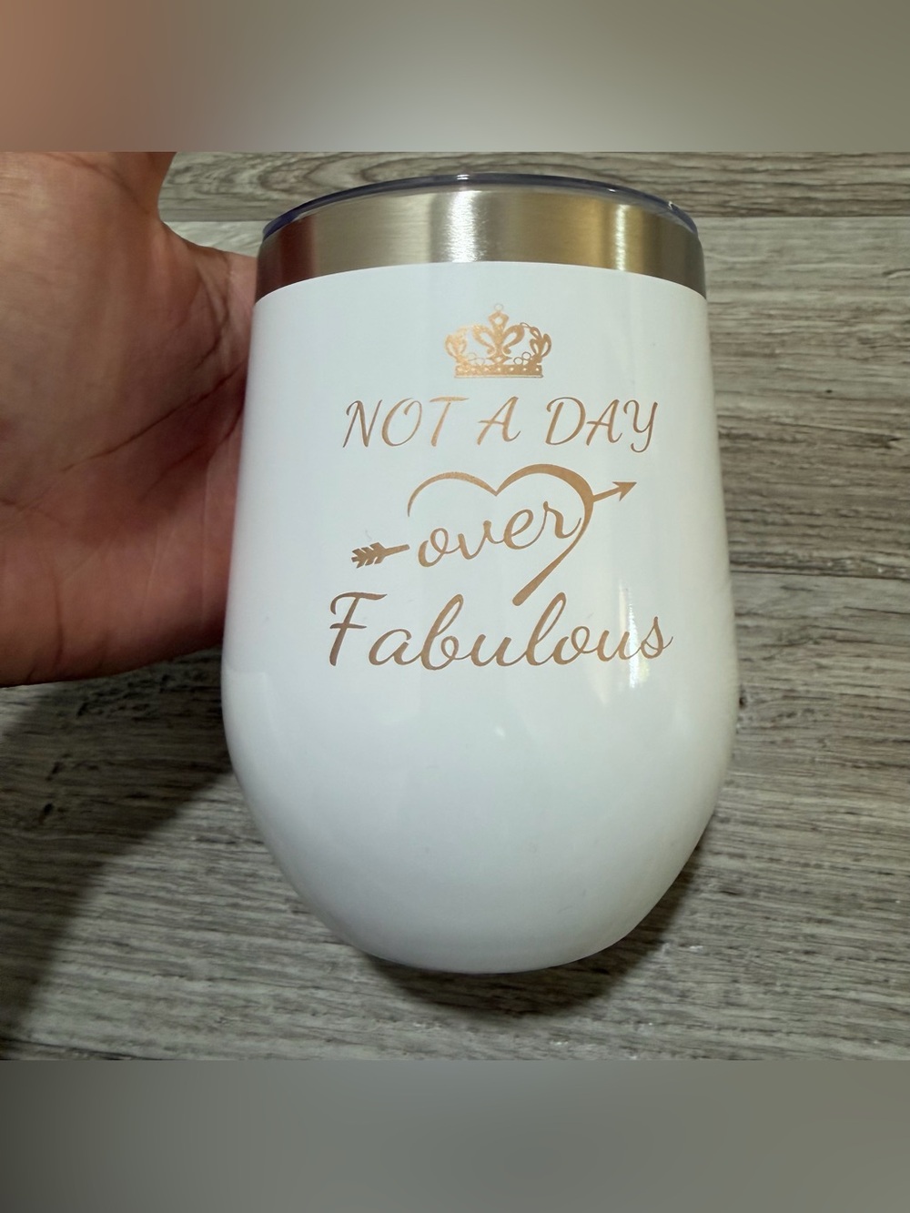 Insulated Stainless Steel White & Gold Birthday Travel Tumbler - Picture 2 of 5